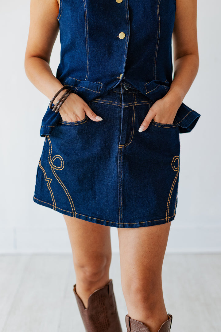 DAHLIA WESTERN STITCH DENIM SKIRT