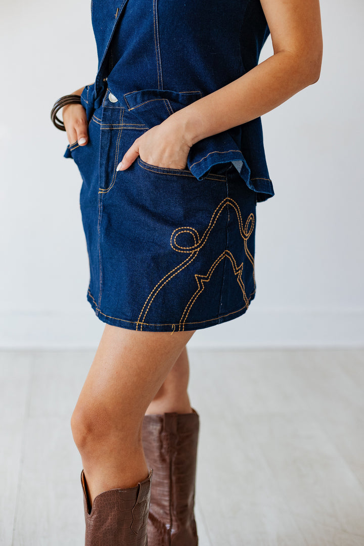 DAHLIA WESTERN STITCH DENIM SKIRT