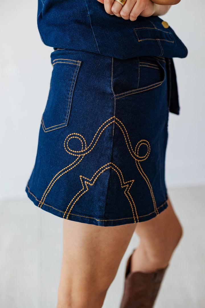 DAHLIA WESTERN STITCH DENIM SKIRT