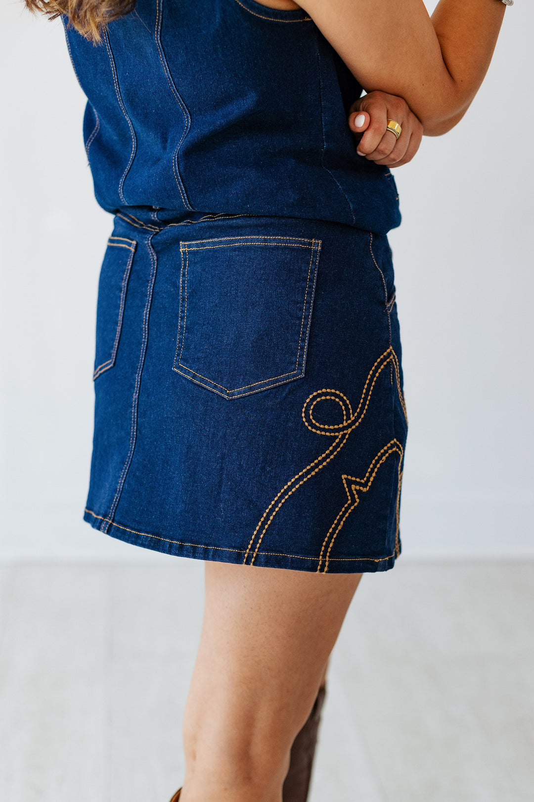 DAHLIA WESTERN STITCH DENIM SKIRT