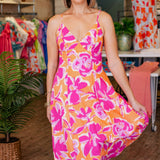 FLAMINGO FLORAL SUNDRESS