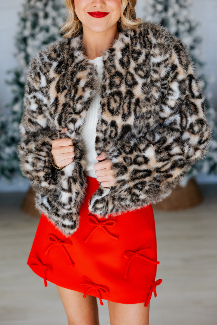 LUXE IN LEOPARD FAUX FUR JACKET