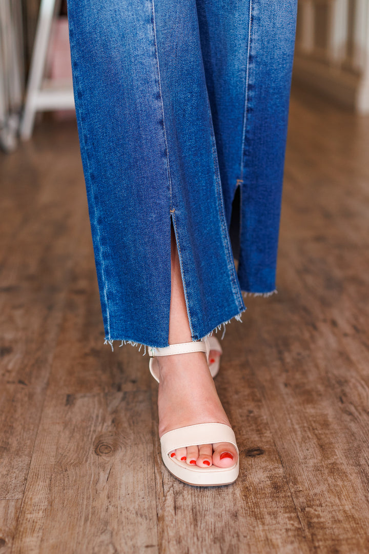 RISEN: FRONT SLIT JEAN- DARK WASH