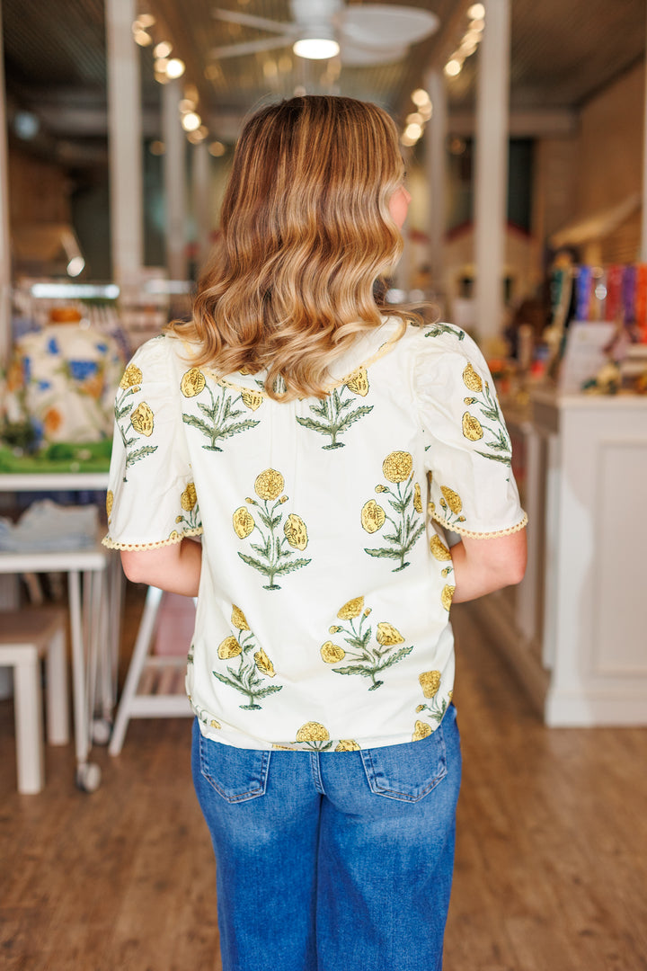 MARIGOLD FLORAL PUFF SLEEVE BLOUSE