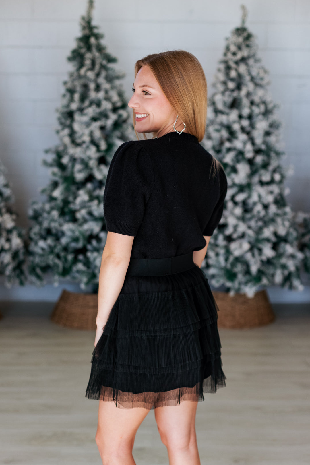 JEWEL EMBELLISHED BOW SWEATER- BLACK