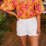 SUNSET DAHLIA FLORAL SMOCK TOP