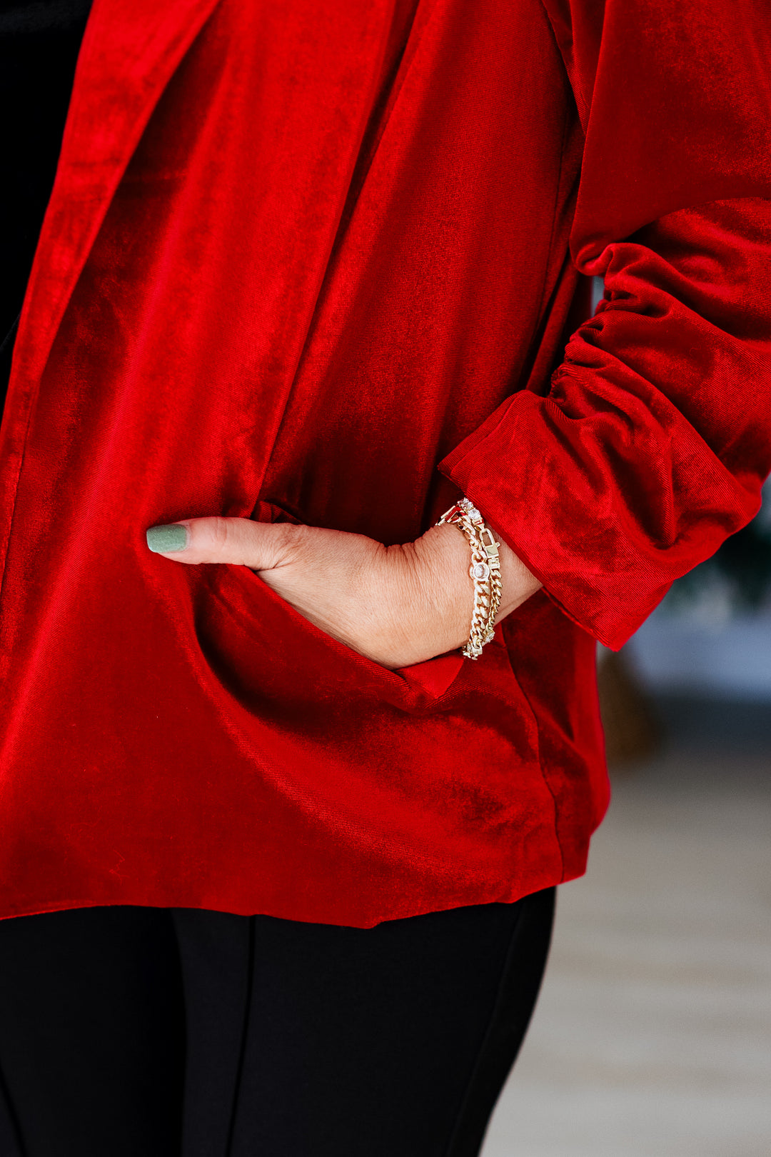 FESTIVE RED VELVET BLAZER
