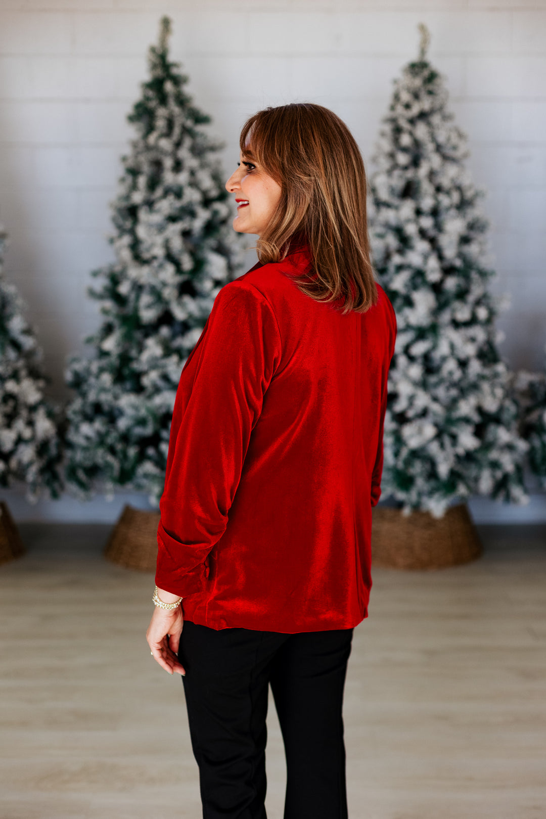 FESTIVE RED VELVET BLAZER