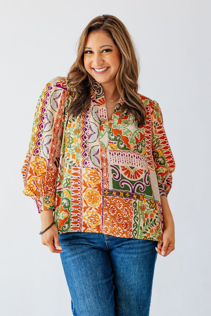 MONICA ORANGE LONG SLEEVE BLOUSE