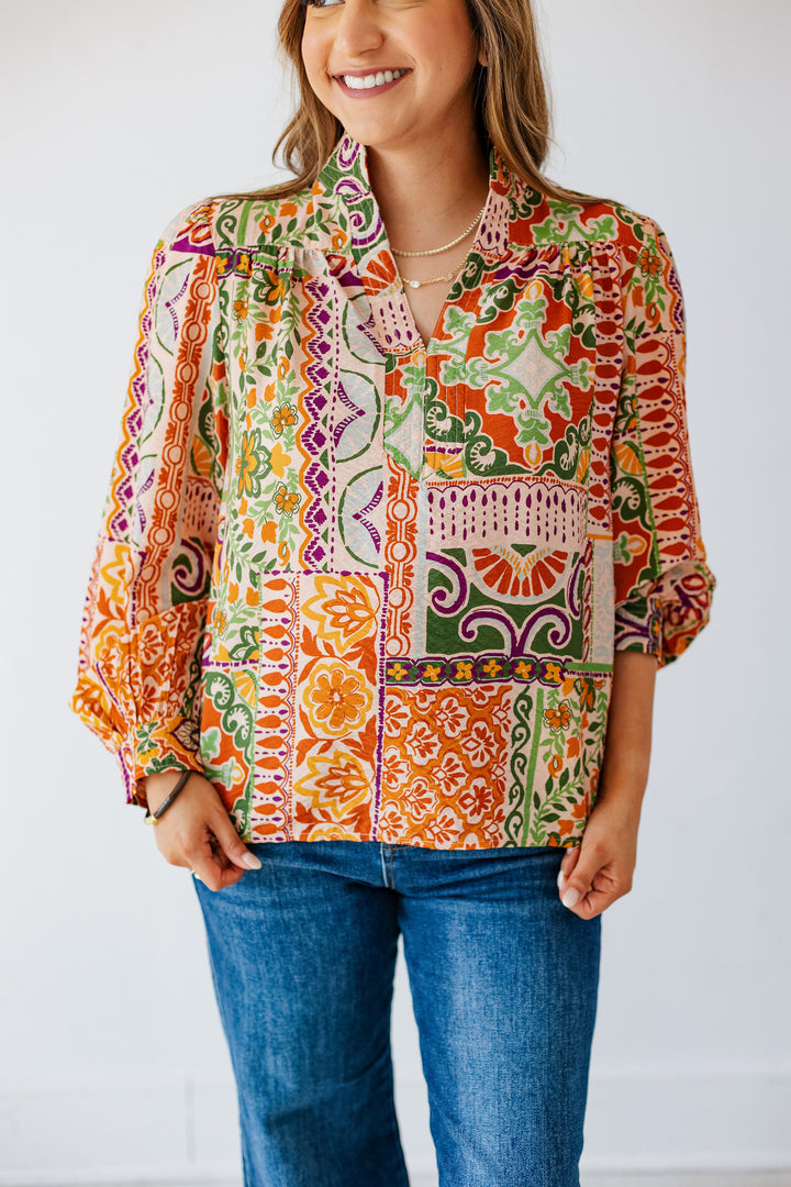 MONICA ORANGE LONG SLEEVE BLOUSE