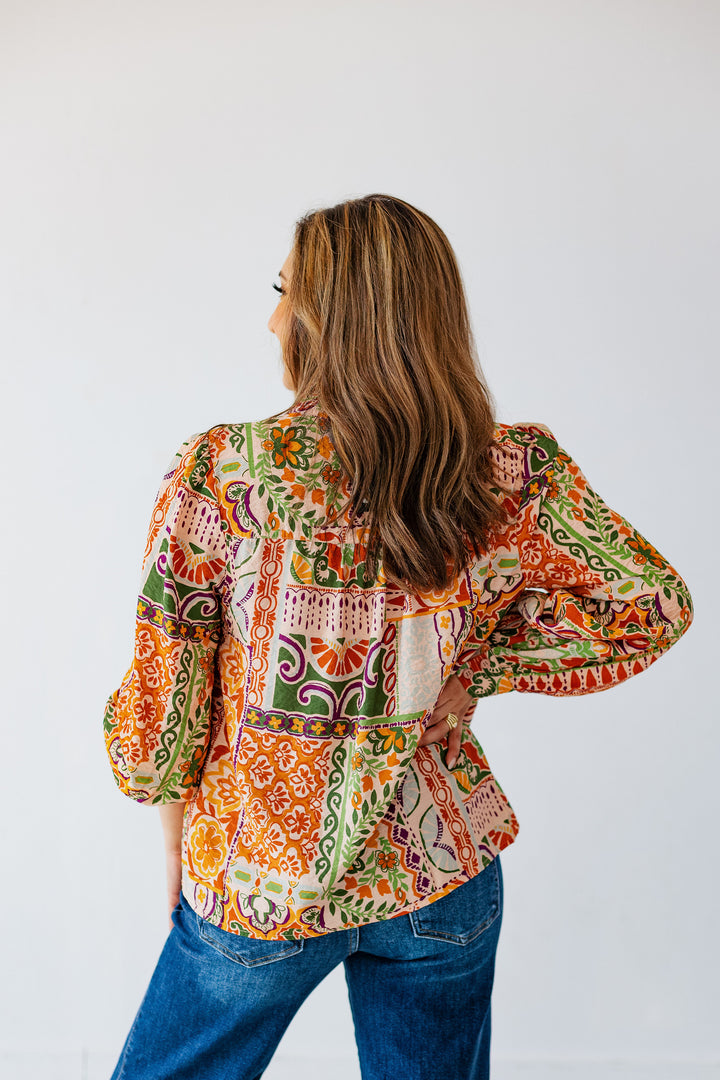 MONICA ORANGE LONG SLEEVE BLOUSE