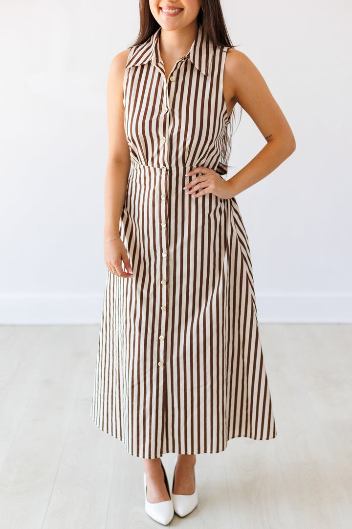 COCOA STRIPE MIDI DRESS