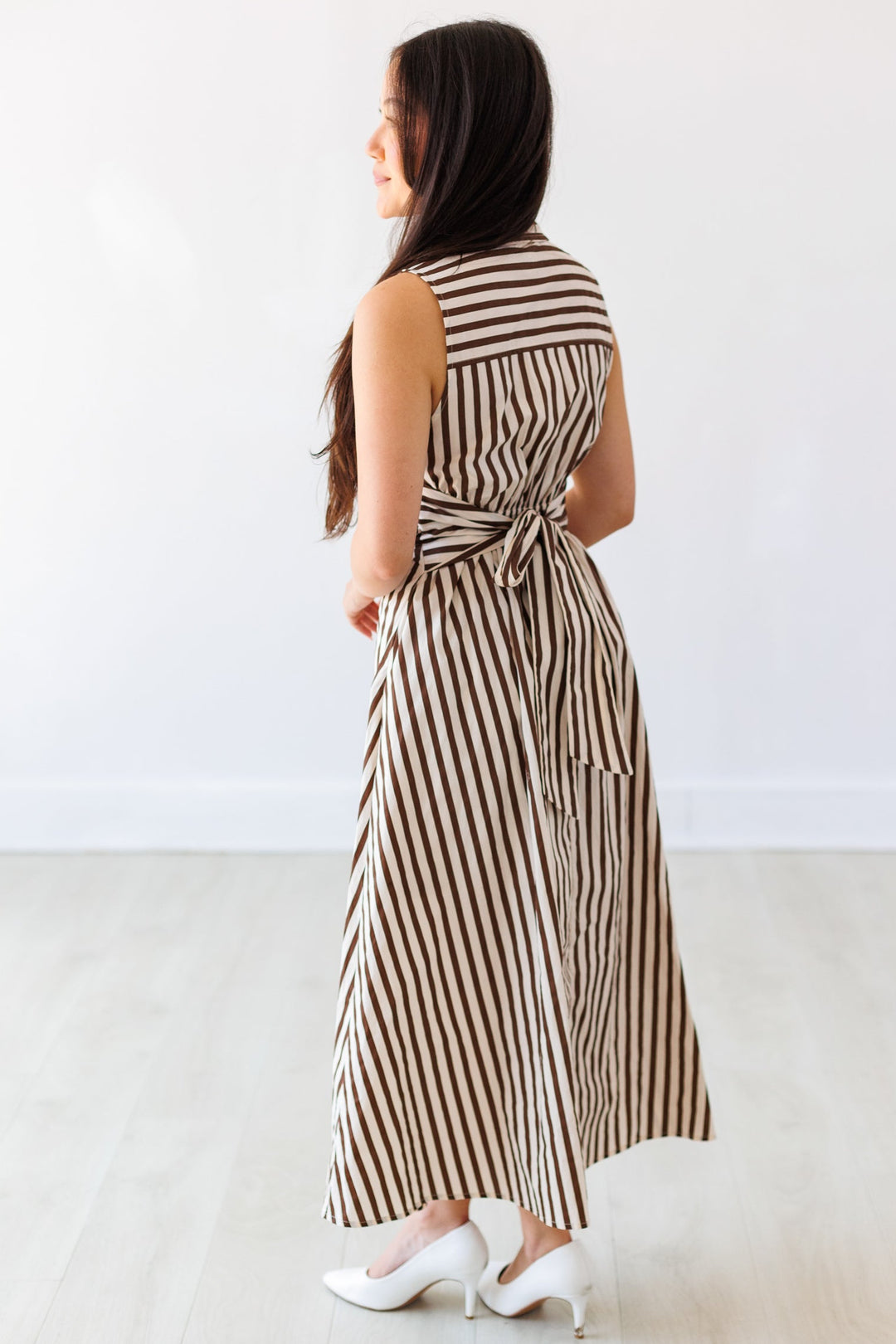 COCOA STRIPE MIDI DRESS