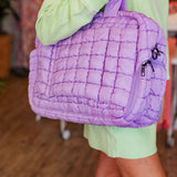 LIGHT PURPLE QUILTED DUFFEL BAG