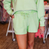 SUMMER GREEN CORDED SHORTS