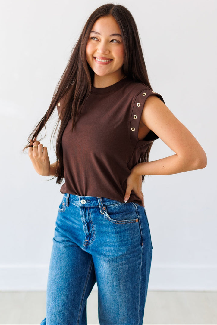 Z SUPPLY: CHOCOLATE CAMINO GROMMET TOP