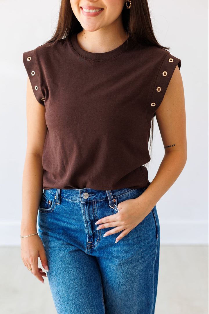 Z SUPPLY: CHOCOLATE CAMINO GROMMET TOP