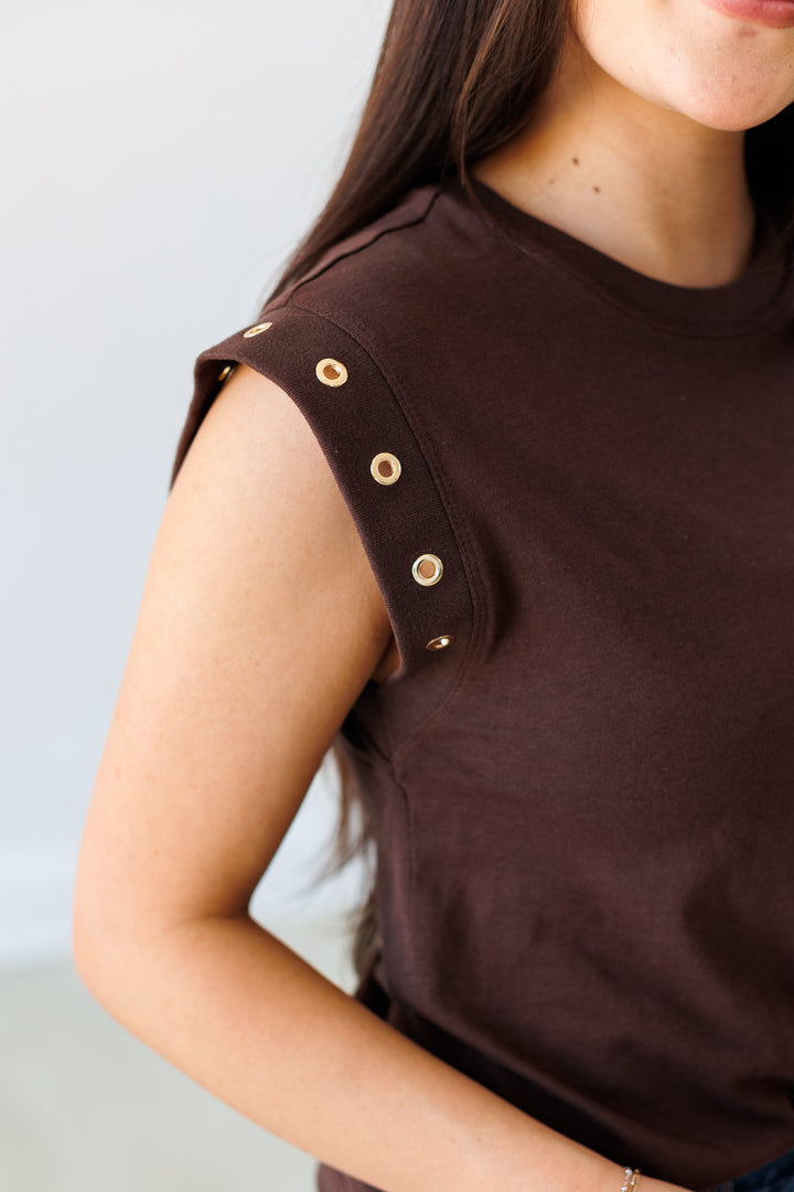 Z SUPPLY: CHOCOLATE CAMINO GROMMET TOP