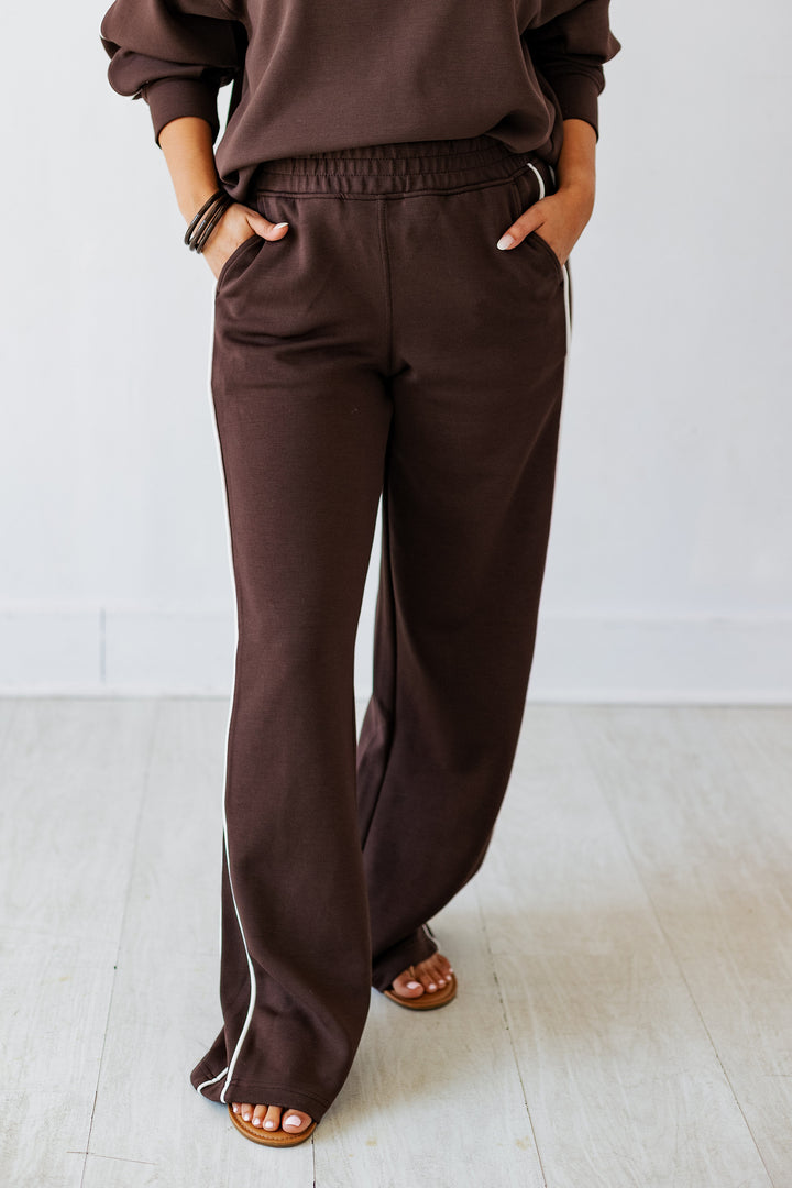 ESPRESSO PIPED STRAIGHT LEG LOUNGE PANT