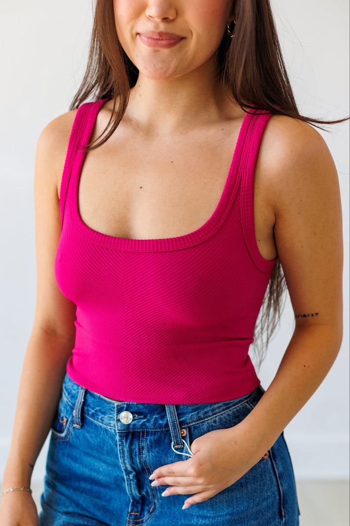 NIKIBIKI: CHEVRON SCOOP KNIT TANK-FESTIVAL