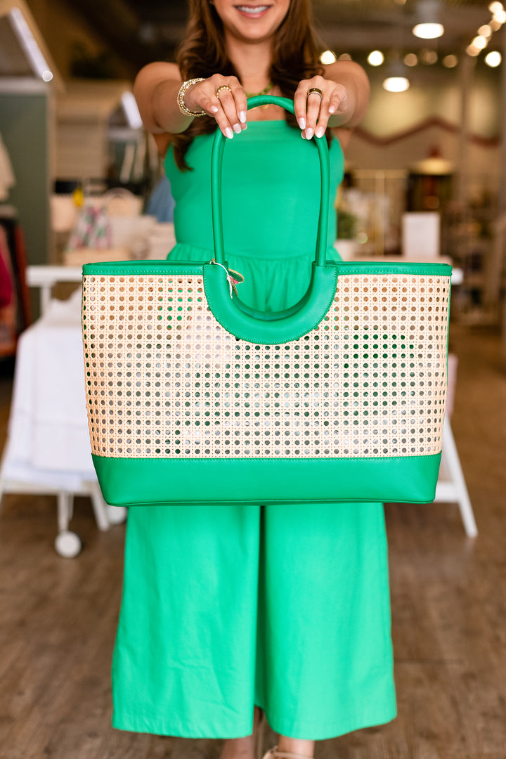 SHIRALEAH: LYRA TOTE- GREEN