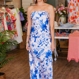 BLUE IVY FLORAL SILK MAXI