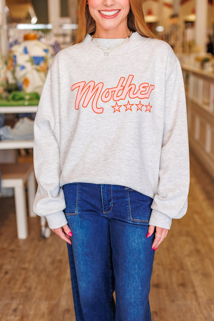 MOTHER STAR MOCKNECK SWEATSHIRT- PINK