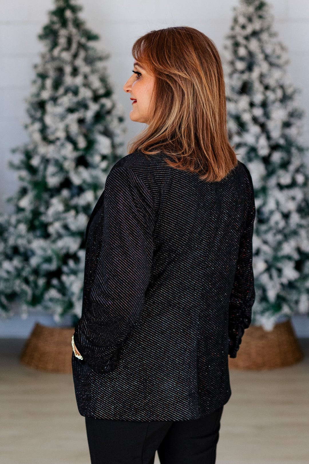 BLACK VELVET MULTICOLOR EMBELLISHED BLAZER