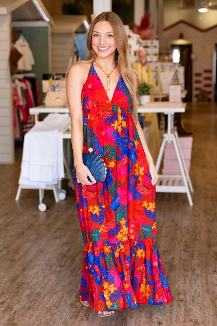 RIVETING RIO TIE MAXI DRESS