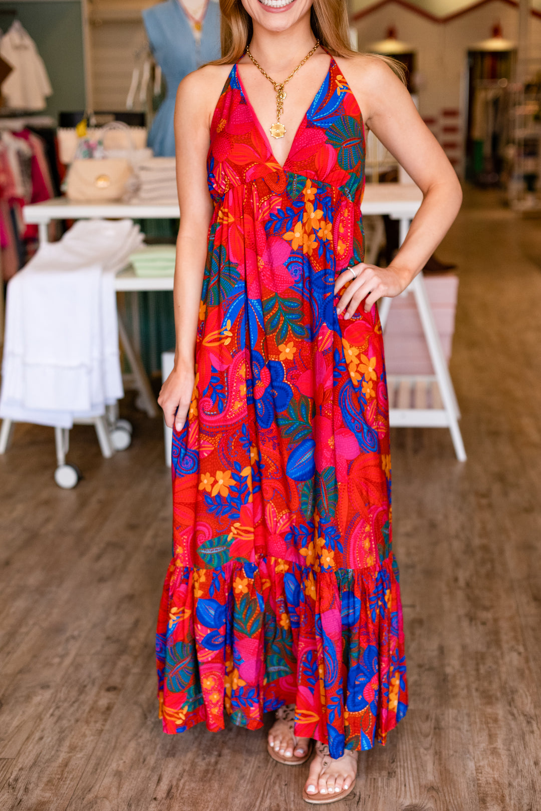 RIVETING RIO TIE MAXI DRESS