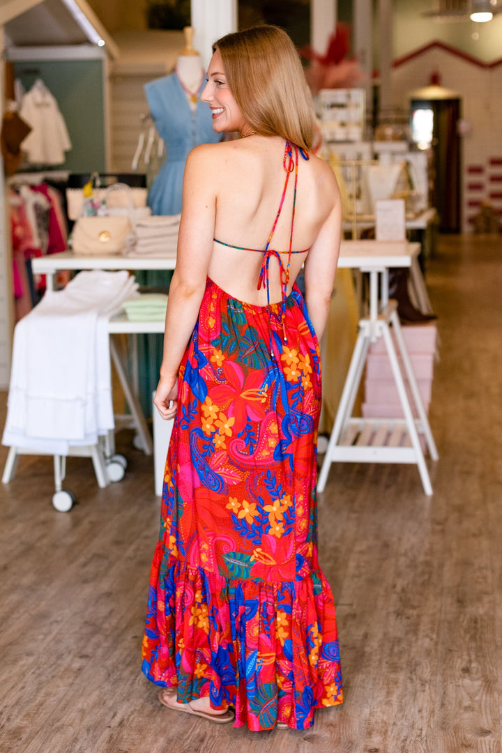 RIVETING RIO TIE MAXI DRESS