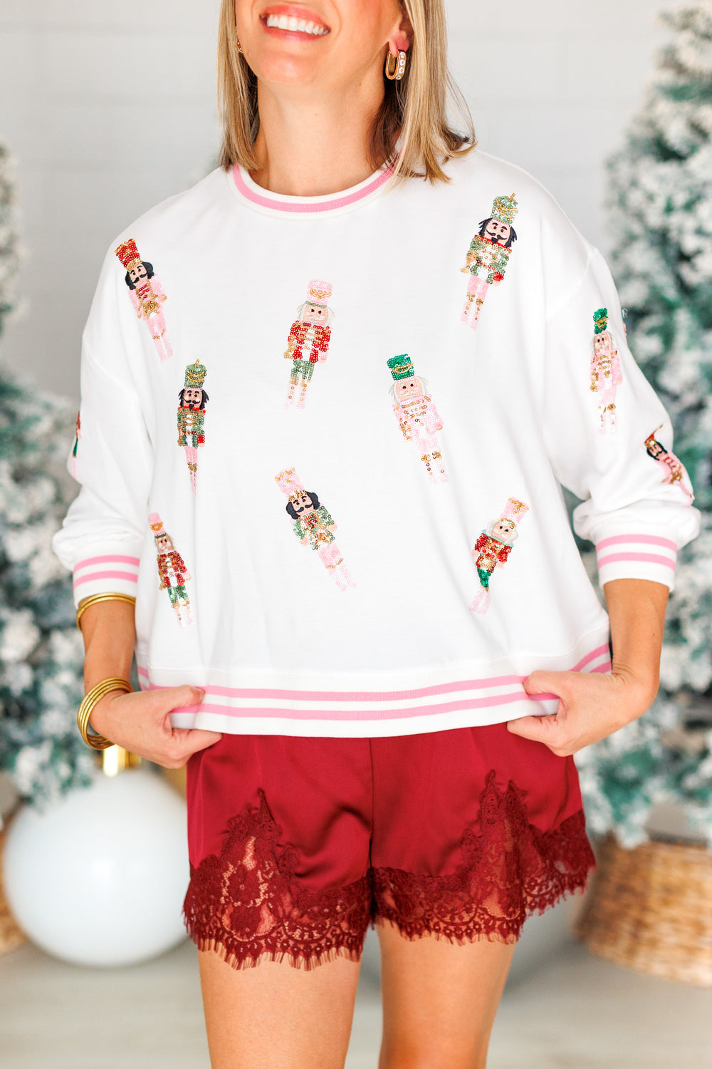 SEQUIN NUTCRACKERS SWEATSHIRT FRONT VIEW