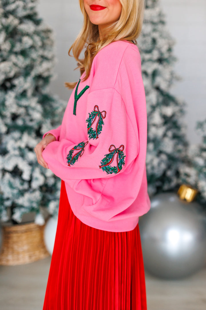 SEQUIN JOY WREATH SWEATSHIRT