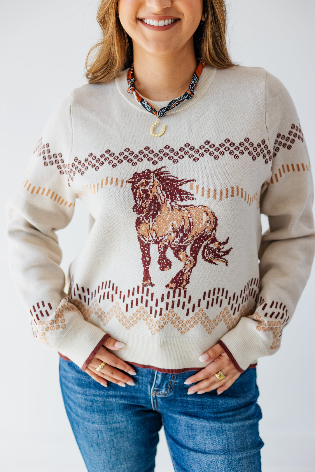 WILD HORSES PRINT SWEATER