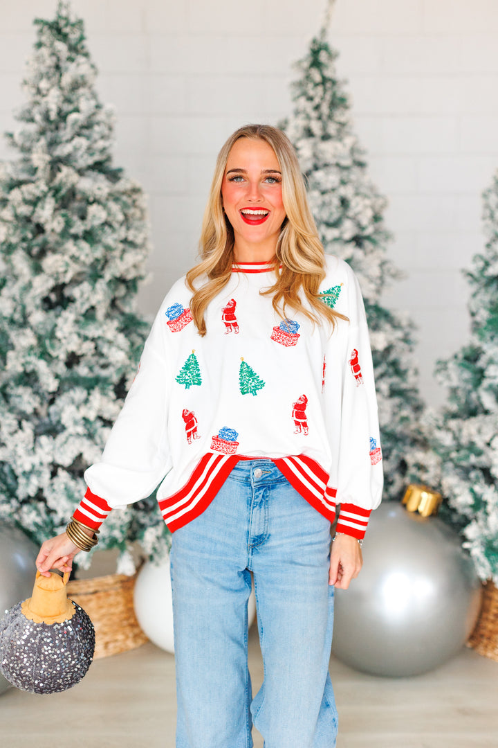 TIDINGS &amp; TIE VINTAGE SANTA SWEATSHIRT