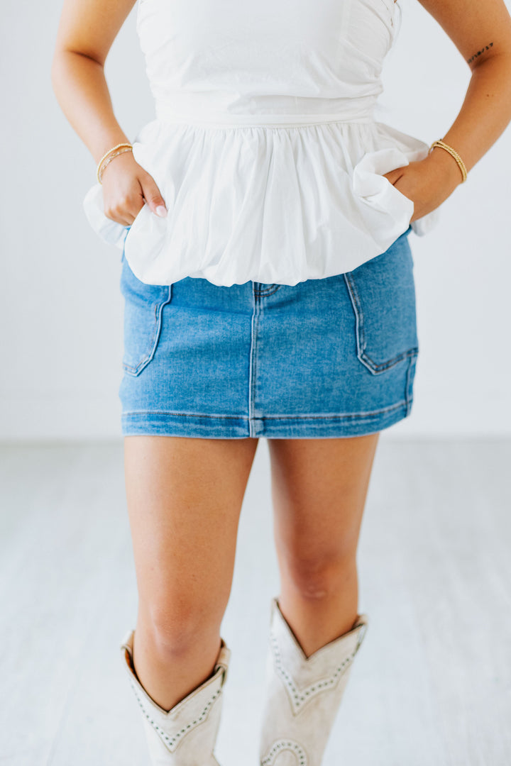 CLAUDIA CARGO DENIM MINI SKIRT