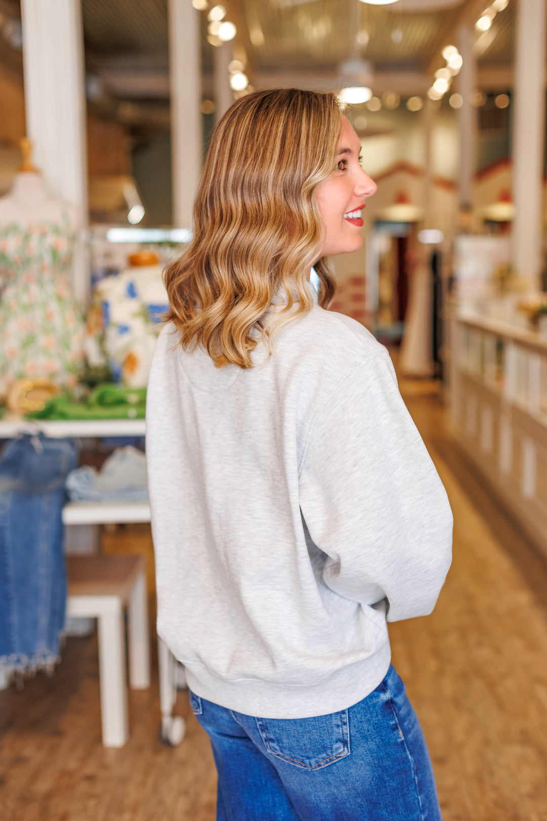 MOTHER STAR MOCKNECK SWEATSHIRT-BLUE