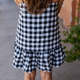 PARIS TWEED GINGHAM MINI DRESS