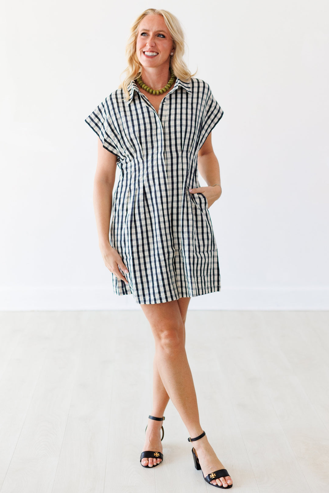 CREAM &amp; BLACK CHECK DRESS