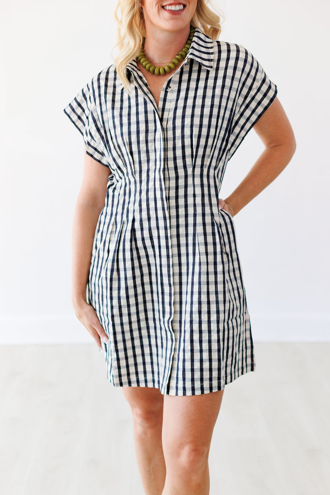CREAM &amp; BLACK CHECK DRESS