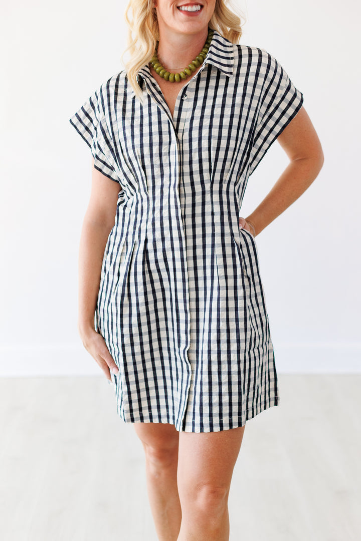 CREAM &amp; BLACK CHECK DRESS
