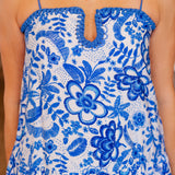 BLUE ABSTRACT FLORALS DRESS