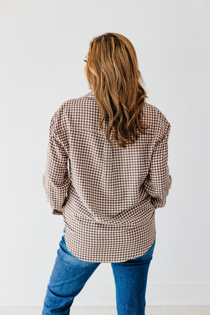 Z SUPPLY: RIVER PLAID BUTTON UP- CHOCOLATE CHERRY