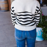 AHOY STRIPE LACE UP SWEATER