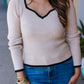 FINE LINE TAUPE SWEETHEART TOP