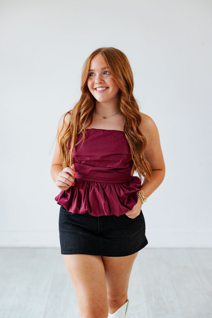 WASHED BLACK DENIM SKORT