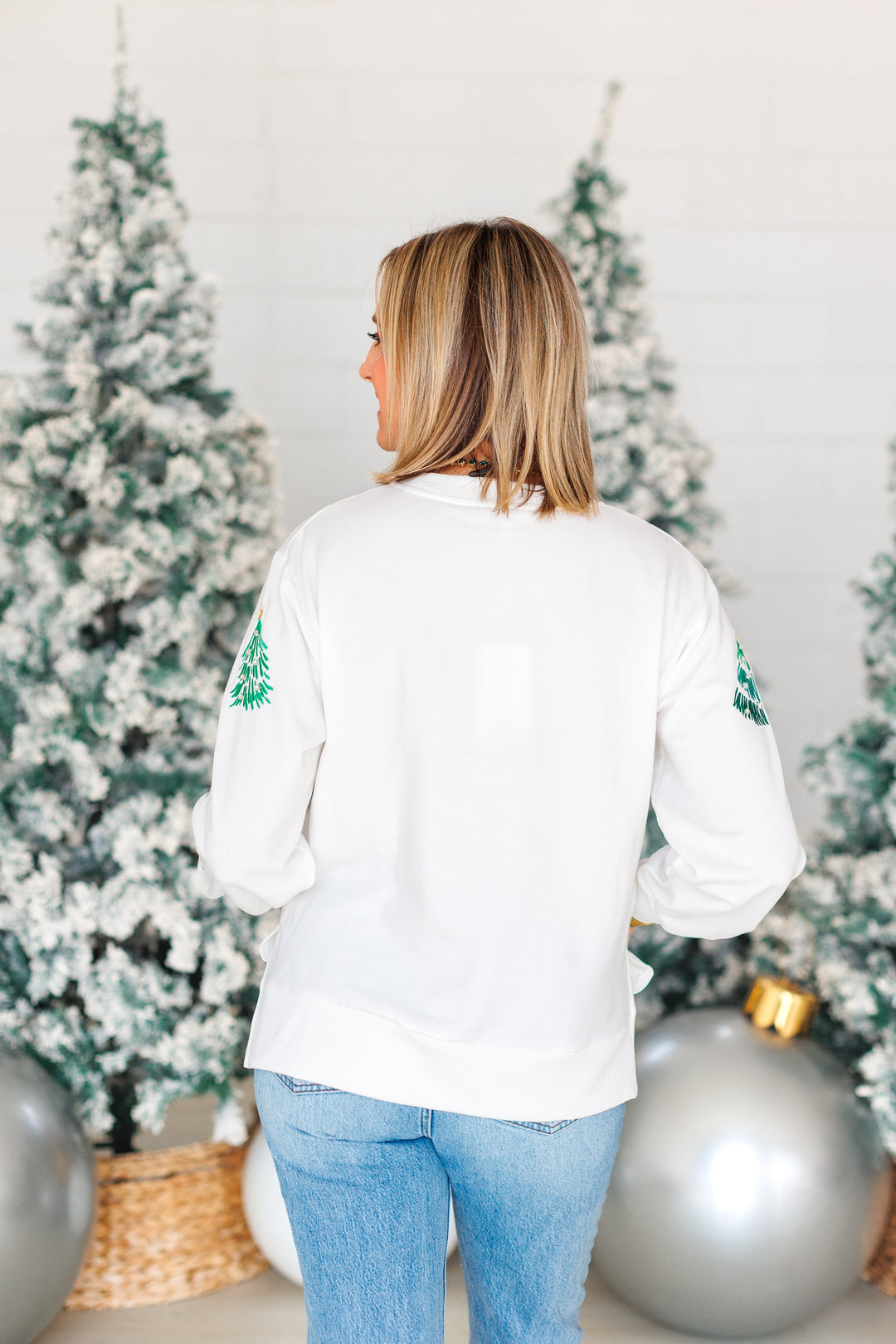 WHITE JEWELED TREES SWEATSHIRT