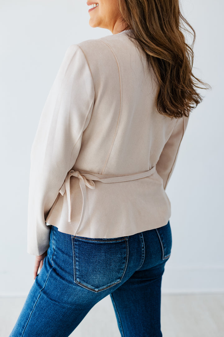 CREAM SUEDE ZIP UP JACKET
