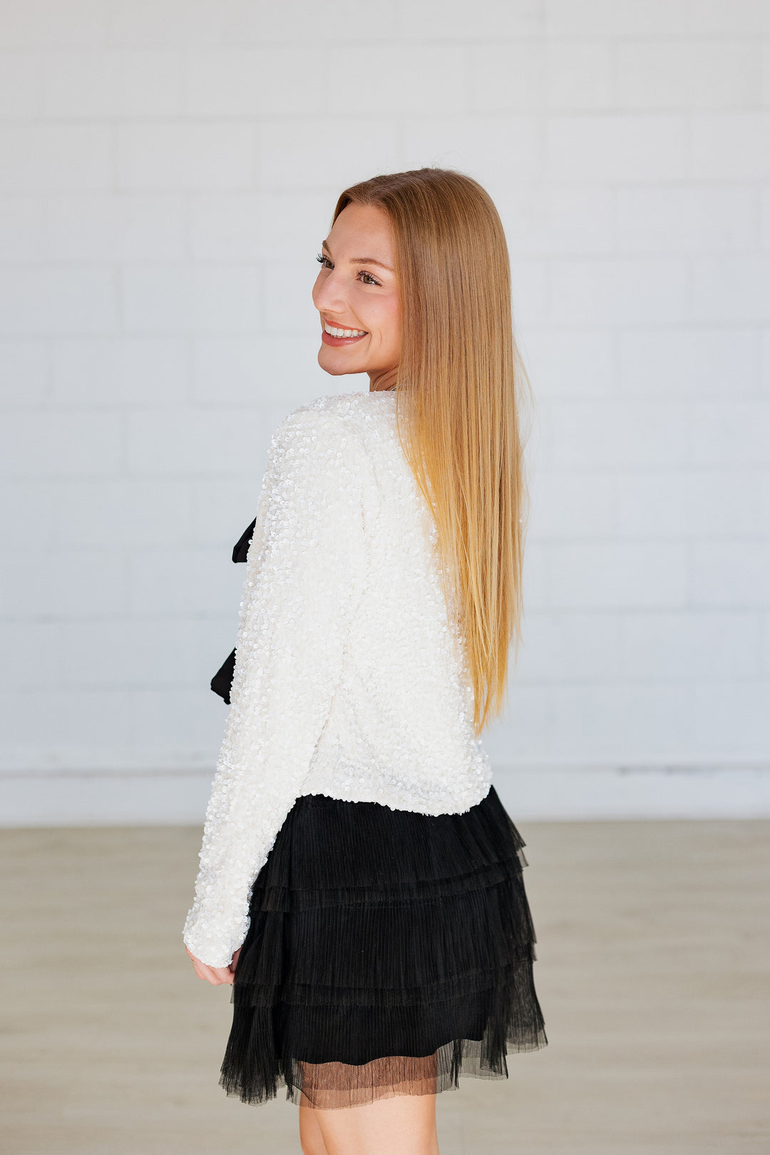 LIKE A LADY CREAM SEQUIN JACKET