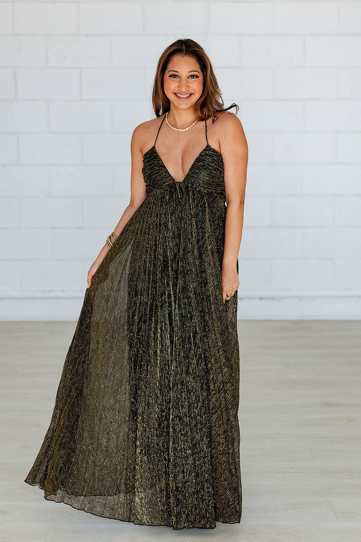 MARLEY METALLIC FLOW MAXI DRESS